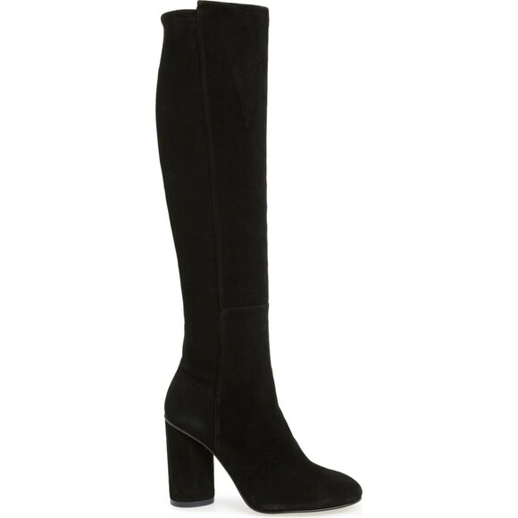 NWOT STUART WEITZMAN ELOISE Women Size 10.5M Over the Knee Jet Black Suede Boots - Picture 1 of 10